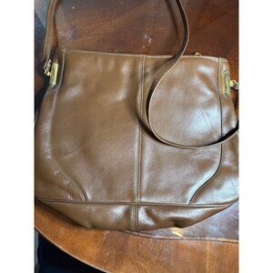 Vintage Bell USA Brown Genuine Leather Shoulder Bag With Gold Hardware Zipper Cl